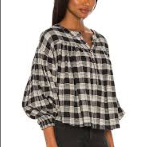 FREE PEOPLE Jessi Plaid Shirt NWT Sz M Black - Picture 11 of 13